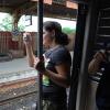 Cecilia riding a Train