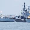 INS Viraat and two Brahmaputra class frigates