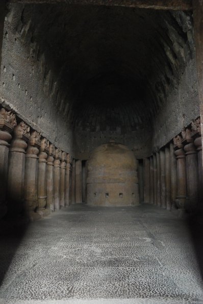 Kanheri Caves, the Big Hall with the Stupa